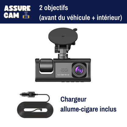 Dashcam Assure Cam : Caméra de tableau de bord à 3 objectifs, qualité HD 1080P, enregistreur vidéo avec 16Go de mémoire